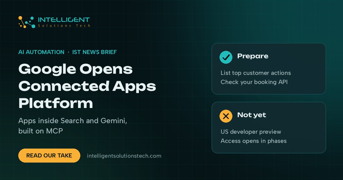 IST News Brief banner about Google's Connected Apps Platform for Search and Gemini, built on MCP.